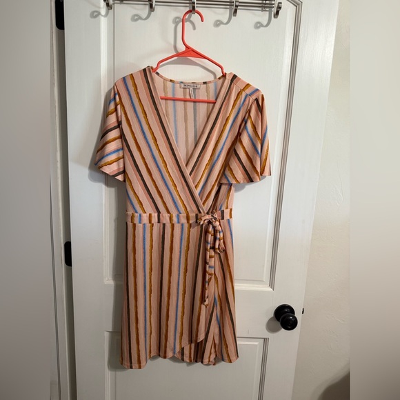 BCBGeneration Multicolor Striped Mini Wrap Dress - Picture 5 of 9